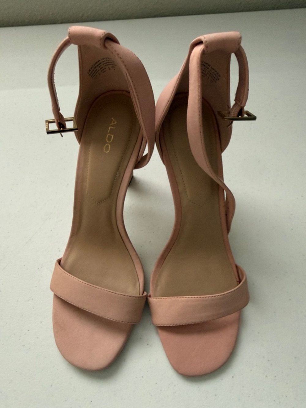 Aldo Blush Pink Ankle-Strap Block Heel Sandals